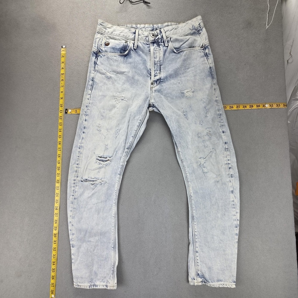 Engineered Jeans Mens 34x28 Blue Relaxed Tapered Acid Wash G-Star Raw Button Fly